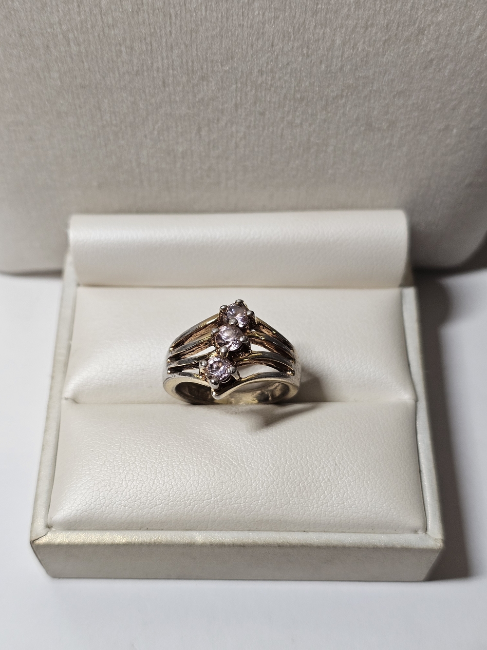14k Gold-Filled Three-Stone Gem Split-Shank Ring Size 6
